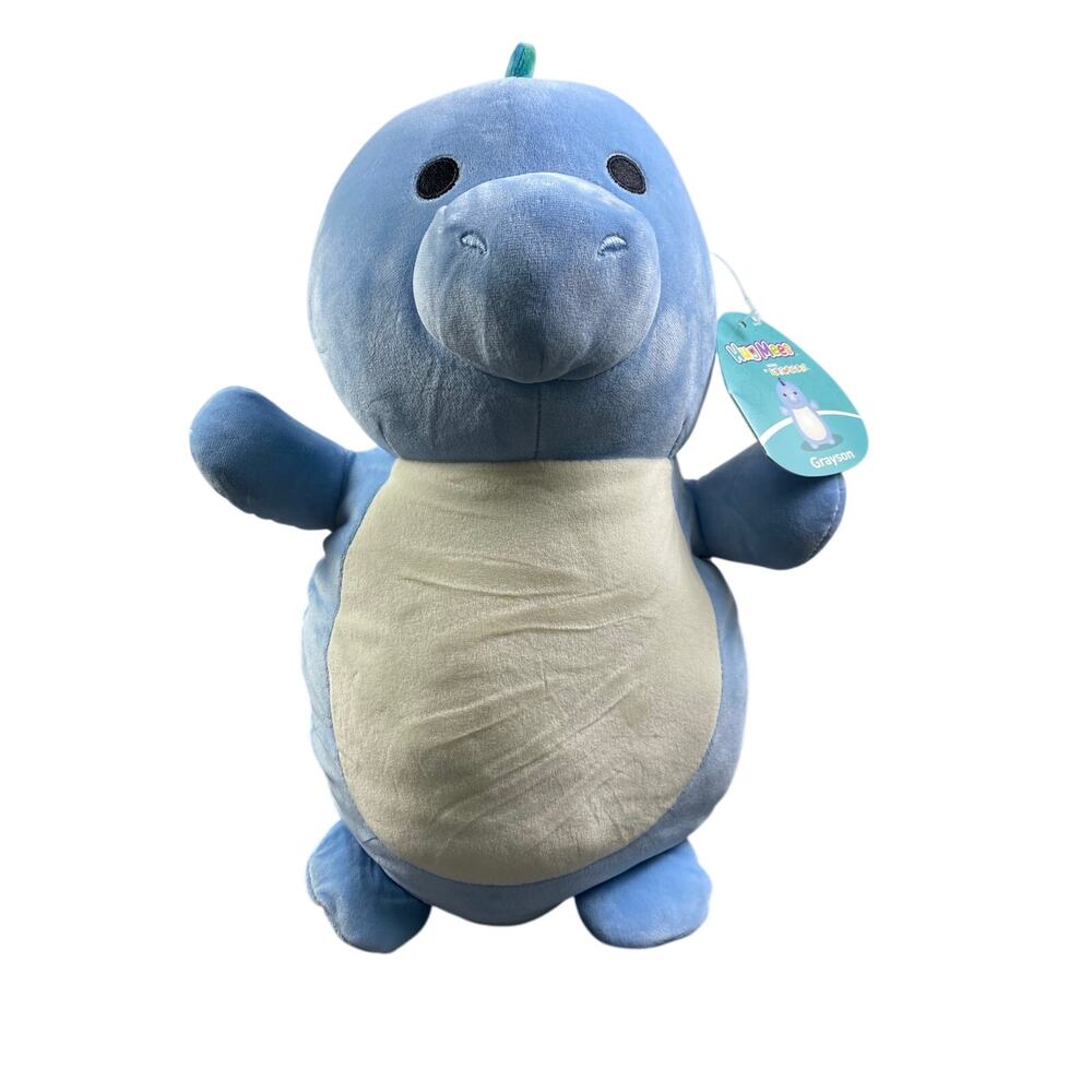 NWT Squishmallows Hug Mees Grayson the Dinosaur 10” Plush Blue Animal